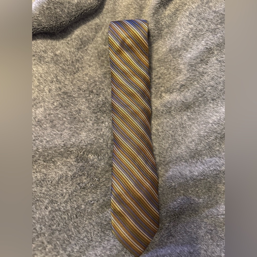 XMI Platinum 100% Silk Striped Yellow and Purple Men's Tie
